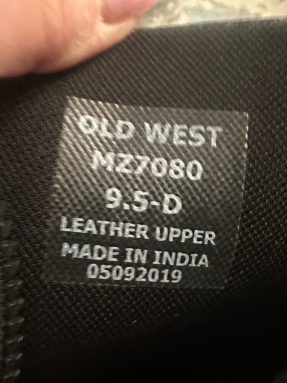 Old West Black Leather Upper Shoe Size 9.5 D